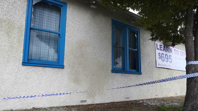 Broken windows at Australian Diving Instruction. Picture: Alison Wynd.