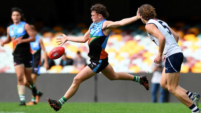 Harry Rowston of Allies in action during the U18 AFL Boys Championship match between the Allies and Vic Country on July 03, 2022 in Brisbane, Australia. (Photo by Albert Perez/AFL Photos via Getty Images)