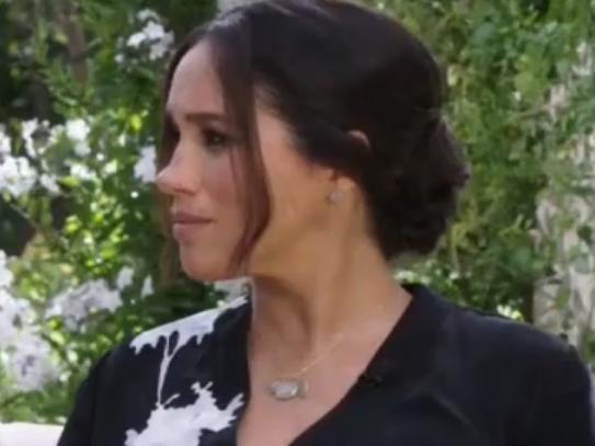 Oprah and Meghan Markle interview on CBS. Oprah, Prince Harry and Meghan Markle Picture: Screengrab