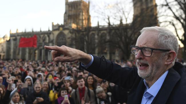 Labour Party leader Jeremy Corbyn at a rally in Bristol. Picture: AP