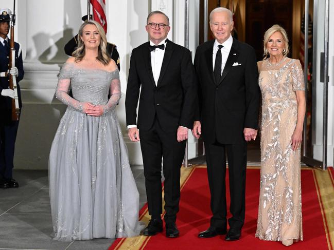 Prime Minister Anthony Albanese and Jodie Haydon with US President Joe Biden and First Lady Jill Biden. Picture: AFP