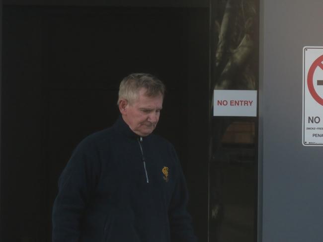 Kim Robert Virgin, 64, of Lake Haven, leaves Wyong Local Court after being granted bail for four counts of drug supply. Picture: Richard Noone