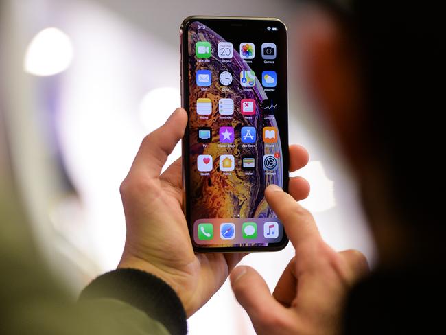 Features of the new iPhone Xs are seen during a launch of new products at the Apple Store in Sydney, Friday, September 21, 2018. The iPhone Xs Max, the biggest iPhone yet, as well as the iPhone Xs and Apple Watch Series 4 went on sale on Friday. (AAP Image/Paul Braven) NO ARCHIVING