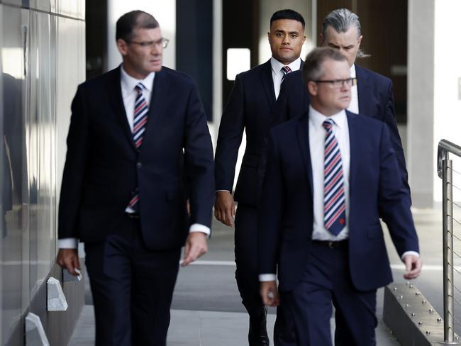 Spencer Keniu makes the walk to the NRL judiciary. Picture: Jonathan Ng