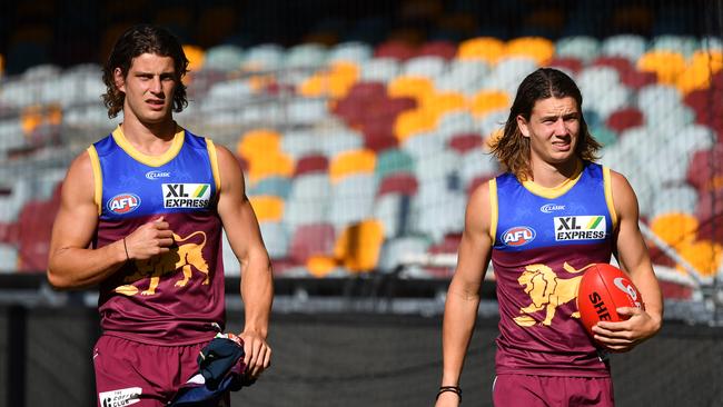 Tom Berry (left) and his brother Jarrod were previously teammates at the Brisbane Lions. Picture: AAP Image/Darren England