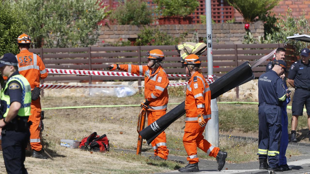 Fatal house fire in Sanders Street Glenorchy with Tasmania Police and Tasmania Fire Service in attendance. Picture: Nikki Davis-Jones