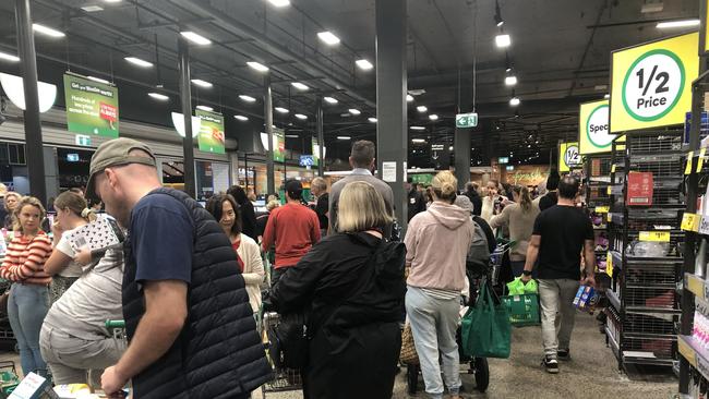 Empty supermarket shelves at Woolworths, Marrickville Metro. Picture: Alex Turner-Cohen/news.com.au