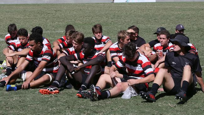 The Iona College team at Ballymore after losing to St Laurences. Picture: AAP Image/Richard Waugh