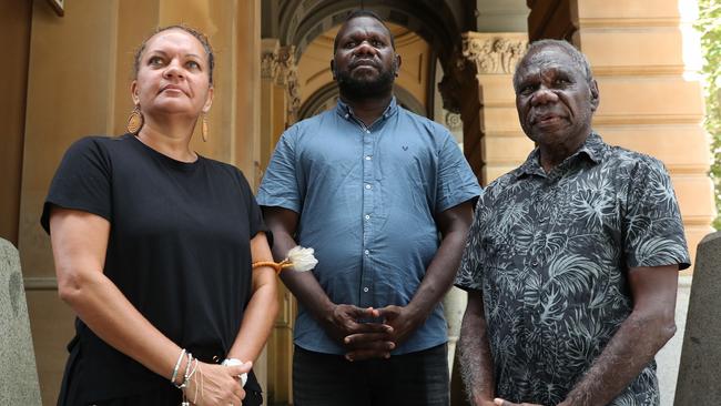 The EDO represented Tiwi islander elders Antonia Burke, Simon Munkara and Pirrawayingi Puruntatameri in their case against Santos'S gas projects in the NT. Picture: John Feder