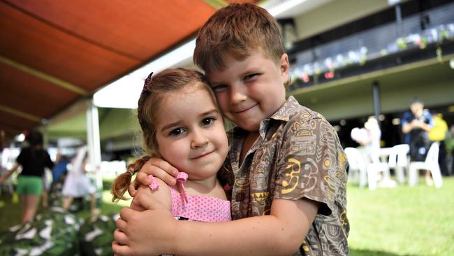 Delilah Coccetti, 3, and Billy Coccetti, 5, at the Chief Minister's Cup Day at the Darwin Turf Club on Saturday, July 15.