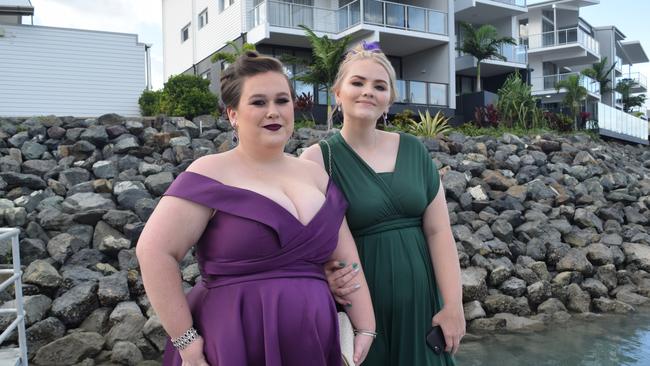 Sharnae Rhodes and Amber Matthews at the Proserpine State High School formal. Picture: Elyse Wurm