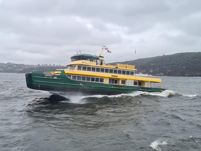 Generation 2 Emerald Fairlight battling huge swells at Sydney Heads, before being docked. Picture: Mark Crawley