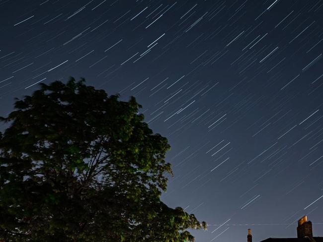 Staying up past midnight will be your best shot to view the meteor shower. Multiple exposures were combined in camera to produce this image.