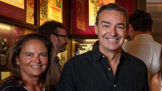 Rosalie Rotolo-Hassan and former Liberal premier Steven Marshall at State Theatre of SA's VIP drinks pre-performance of premiere of Blue in Mortlock Library on February 27. Photo: Naomi Jellicoe