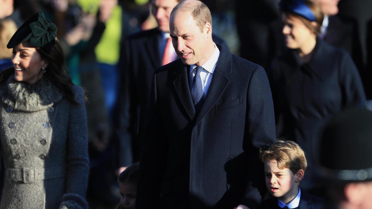 Prince William, Duke of Cambridge, Catherine, Duchess of Cambridge and Prince George attend the Christmas Day Church service at Church of St Mary Magdalene on the Sandringham estate. Picture: Stephen Pond/Getty Images