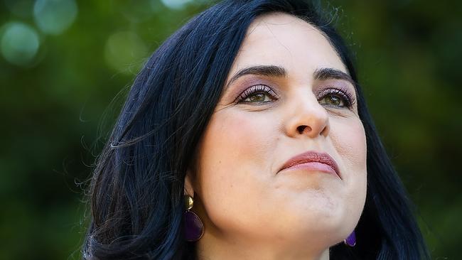 Liberal MP Moira Deeming gives a press conference in the gardens of Parliament House after her defamation win against Victorian Liberal Leader John Pesutto. Picture: NewsWire/Ian Currie