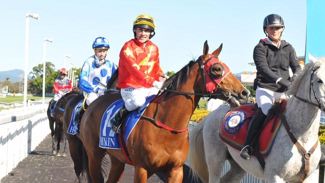 Chris Whiteley after claiming victory aboard Stage Dancer with his first ride back from injury at the Gold Coast in July. Picture: Jessica Hawkins, Trackside Photography.