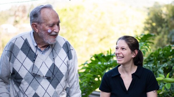 Lismore's Roger Manby with Hammond Care worker Charlotte Arneault.