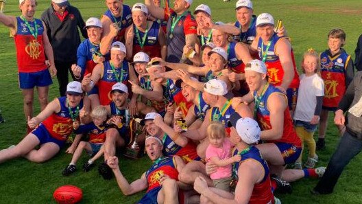 Murray league premiers Mulwala after its upset win against Cobram. Picture: Supplied