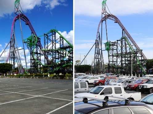 Movieworld carpark then v now