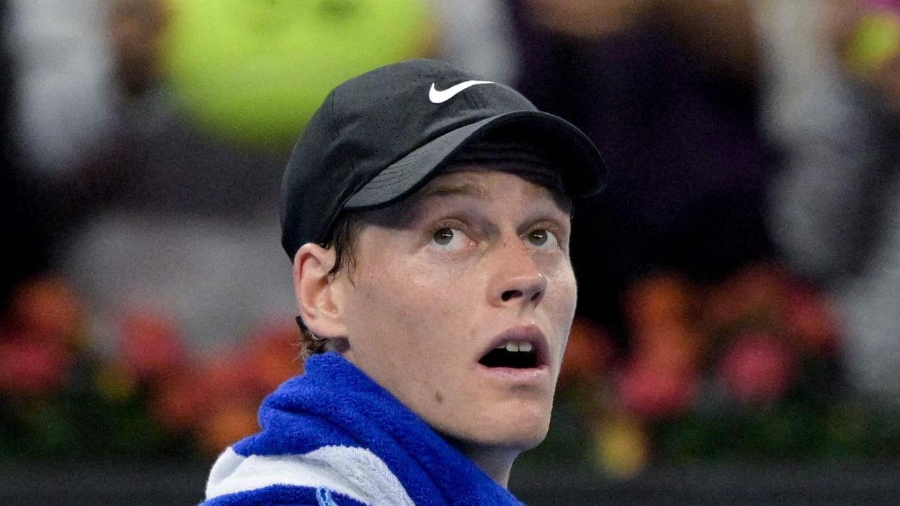 Italy’s Jannik Sinner looks on after winning against Russia’s Roman Safiullin during their men's singles match at the China Open tennis tournament in Beijing on September 28, 2024. Picture: AFP.