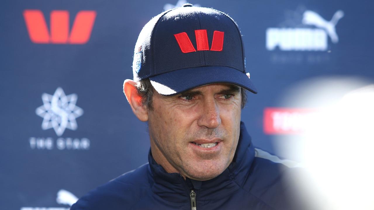 SYDNEY, AUSTRALIA - JULY 07: Brad Fittler head coach of the Blues speaks to the media during a New South Wales Blues State of Origin Training Session at NSWRL Centre of Excellence on July 07, 2023 in Sydney, Australia. (Photo by Jason McCawley/Getty Images)