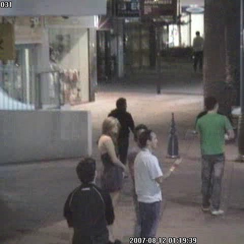 Monaro burnout on Orchid and Cavill Avenue, Surfers Paradise. Screen shots from safety camera footage. Supplied by GCCC.