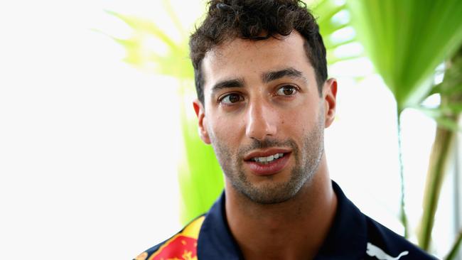 HOCKENHEIM, GERMANY - JULY 19: Daniel Ricciardo of Australia and Red Bull Racing talks to the media during previews ahead of the Formula One Grand Prix of Germany at Hockenheimring on July 19, 2018 in Hockenheim, Germany. (Photo by Mark Thompson/Getty Images)