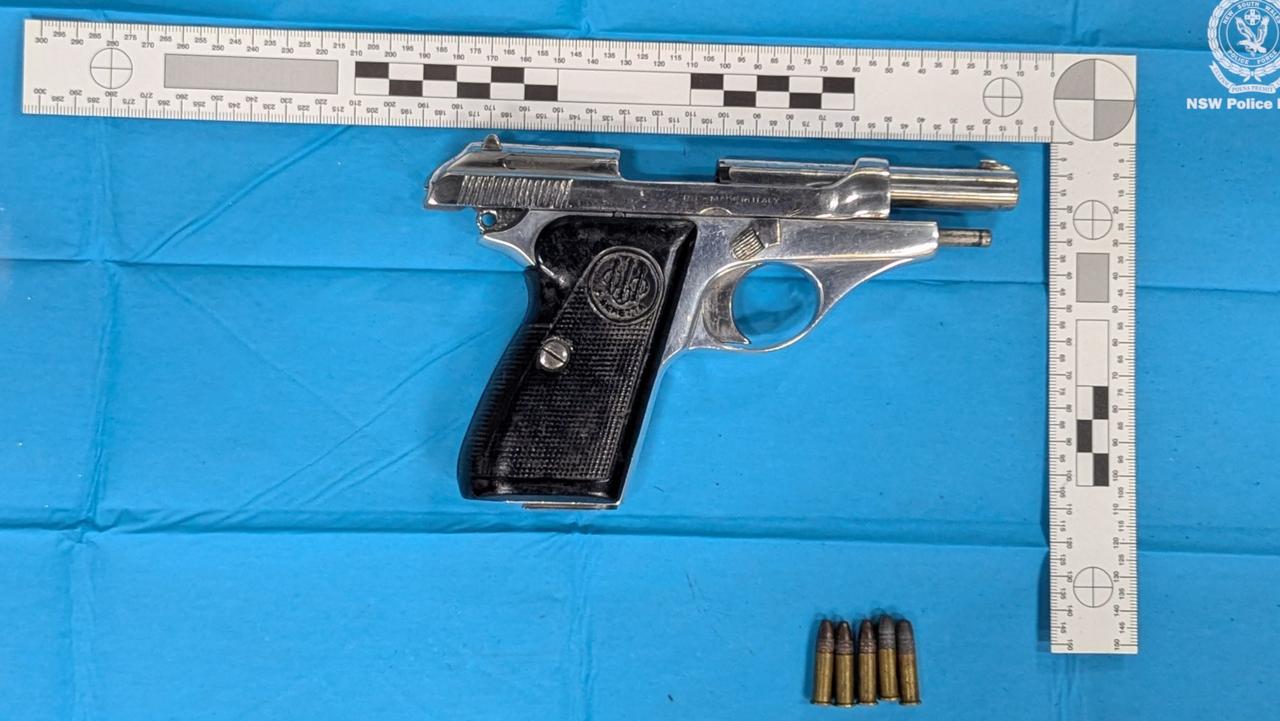Two firearms have been located and seized in an allegedly staged car in Sydney’s west under Taskforce Falcon proactive taskings. Picture: NSW Police Force