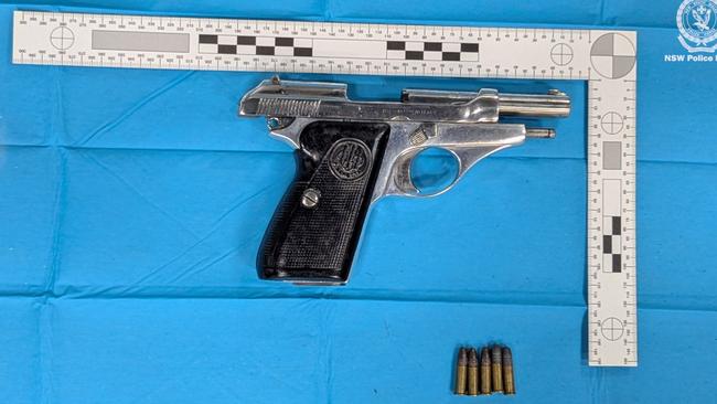 Two firearms have been located and seized in an allegedly staged car in Sydney’s west under Taskforce Falcon proactive taskings. Picture: NSW Police Force