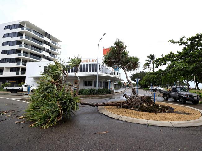 Townville locals woke early to inspect the damage along The Strand left from TC Kirrily that hit overnight. Pics Adam Head