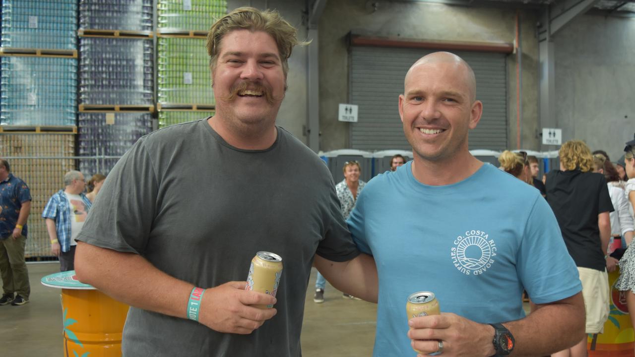 Ben Petersen and Tyson Bowen at Your Mates Beer Day Out in Warana on December 10, 2022. Picture: Sam Turner