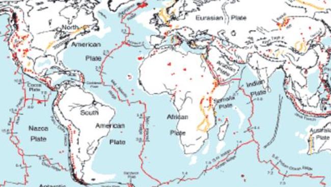 Modern plate tectonic boundaries. But how do we map the Earth like this in the past? NASA's Earth Observatory