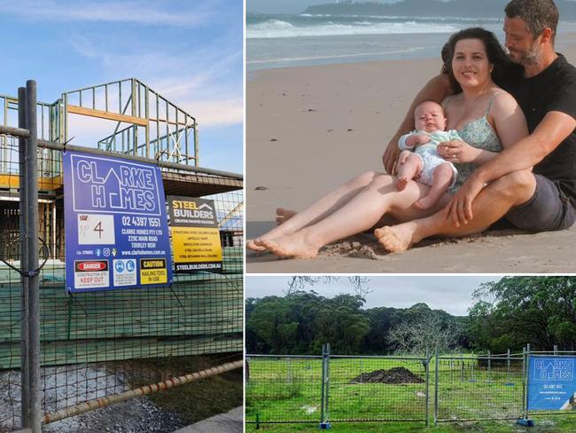 Among the many homeowners left in the lkurch with unfinsihed builds in the Clarke Homes collapse are Alesha McNamara, her husband, and their five-month-old son live in San Remo and spent just under $400,000 on what was meant to be their dream home. Pictures: Supplied.