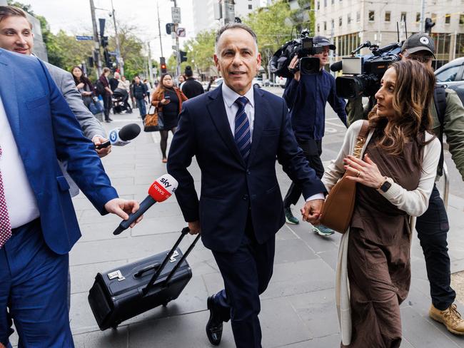 MELBOURNE, AUSTRALIA - Newswire Photos September 24, 2024: Victoria Liberal Leader John Pesutto leaves the Melbourne federal court with his wife Betty as his defamation battle continues with Moira Deeming.. Picture: NewsWire / Aaron Francis