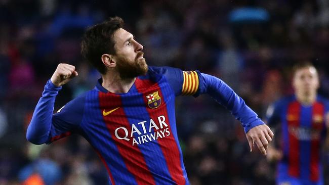 FC Barcelona's Lionel Messi celebrates.