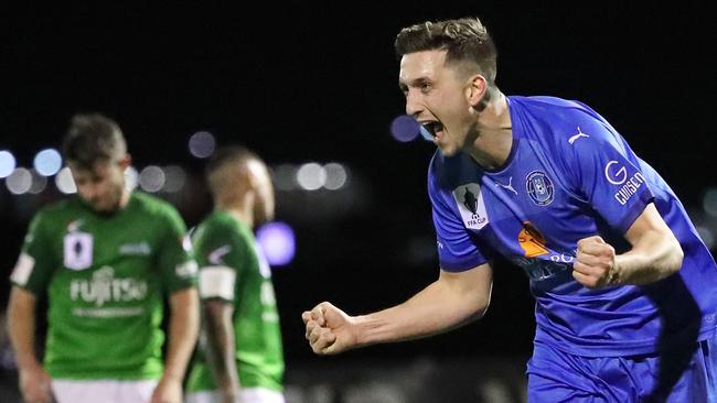 Liam Boland of Avondale FC celebrates after scoring their third goal during the FFA Cup. Picture: Getty Images