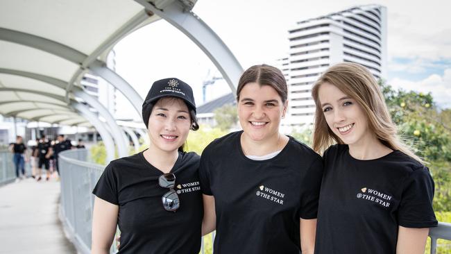 The Star Entertainment Group, the company that own The Star Gold Coast, has the second most inclusive workforce in Australia and is ranked 25th in the world. Workers Kit Wong, Karla Gilmore and Caitlin Dickinson are pictured during the Walk &amp; Talk for Women in Leadership. Picture: Supplied