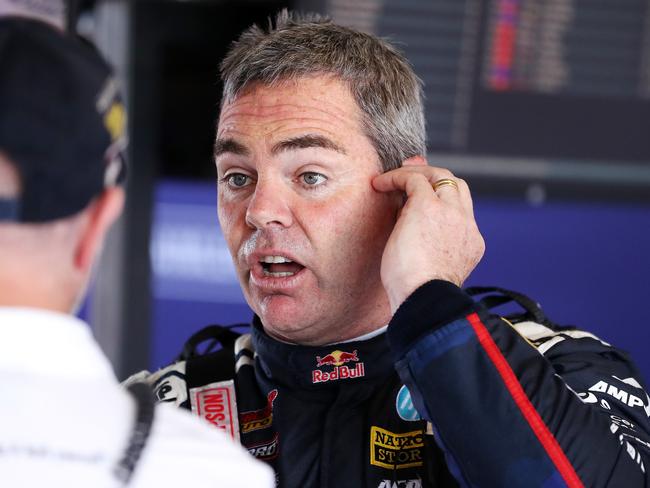 SATURDAY TELEGRAPH. DECEMBER 4, 2021.Pictured is Craig Lowndes in the Redbull garage after the Co-Driver practice session at Mount Panorama today for the Repco Bathurst 1000. Picture: Tim Hunter.