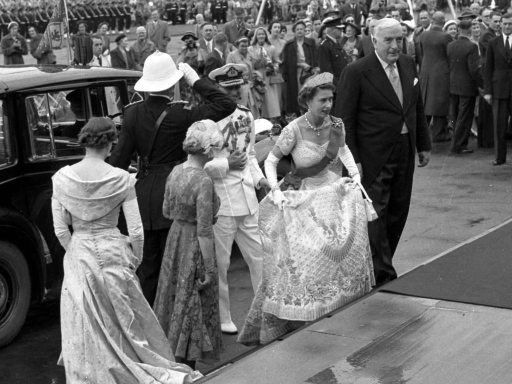 <b>1954 – Canberra</b> The Queen’s first trip to Australia was a momentous event and it is estimated that three-quarters of all Australians turned out to see her during her 58 days in the country. One of the most anticipated moments was the opening of parliament in Canberra. Befitting the grand occasion, the Queen wore her Coronation robe and a glittering tiara and addressed the gathered politicians “not as a Queen from far away, but as your Queen and a part of your parliament”.