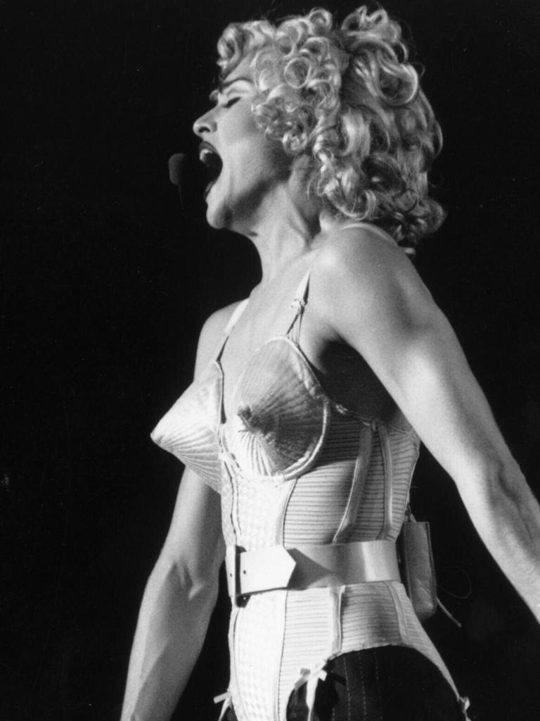 Madonna performing on the Blond Ambition tour circa 1990.