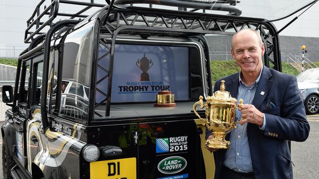 Sir Clive Woodward with the Rugby World Cup.