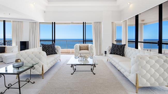 A Runaway Bay penthouse on the Gold Coast once owned by motorsports legend Sir Jack Brabham is going to auction on October 1, 2022. Picture: Supplied.