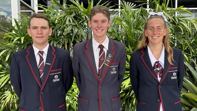 Genesis Christian College captains and vice-captains Ben McGrath, Jethro Caitens and Olivia Gittins (Olivia Scott, captain, missing). Picture: Contributed