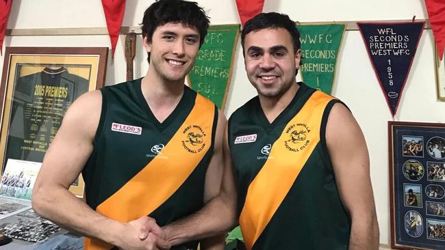 Gun WFL midfielder Damien Coyne (left) has returned to West Whyalla. Picture: West Whyalla Football Club