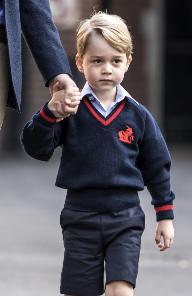 Britain's Prince George arrives for his first day at school. Picture: AFP