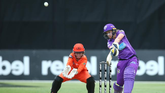 Emma Thompson hit two boundaries and a six in her quick-fire innings of 33. Picture: Jason McCawley/Getty