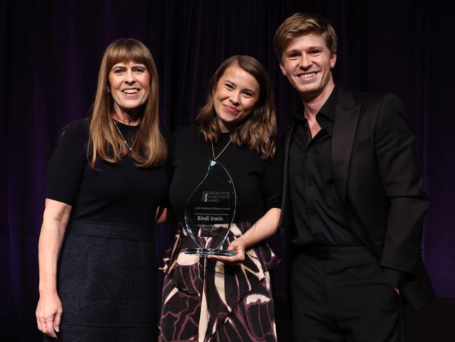 Terri Irwin, Bindi Irwin and Robert Irwin attend the Endometriosis Foundation Of America's (EndoFound) 12th Annual Blossom Ball at Gotham Hall on May 03, 2024 in New York City. Picture: Getty Images for Endometriosis Foundation of America