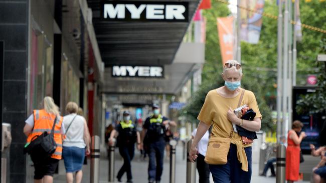 Shoppers are returning to the Bourke Street Mall in central Melbourne after the recent COVID lockdown. Picture: NCA NewsWire / Andrew Henshaw