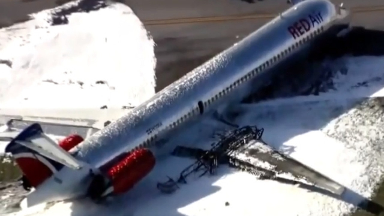 RED Air plane carrying 126 people crashed at Miami airport in a 'miracle' landing that left only three with minor injuries. Picture: Supplied